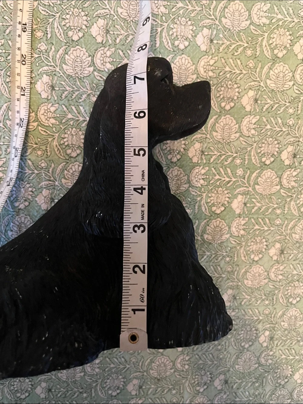 Sandcast Black Cocker Spaniel Dog Figurine - Sitting Cocker Spaniel Statue